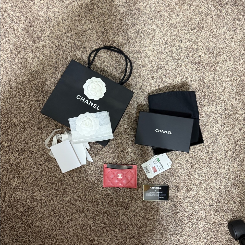 Chanel Red Quilted Card Holder